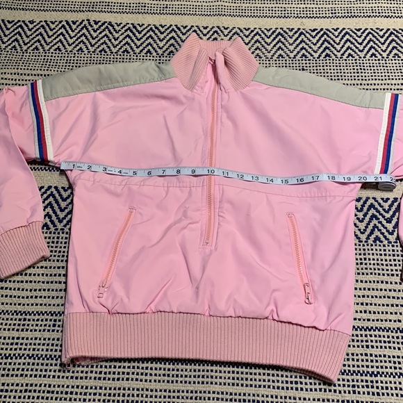 Vintage OSSI SKI-WEAR 3/4 Zip Pullover Pink w/stripes Lightweight Jacket Size M - Picture 3 of 6